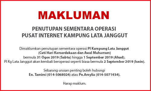 notis penutupan kemerdekaan dan awl muharram