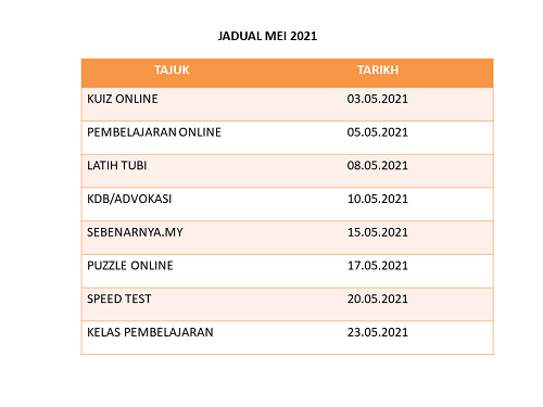 JADUAL MEI 2021