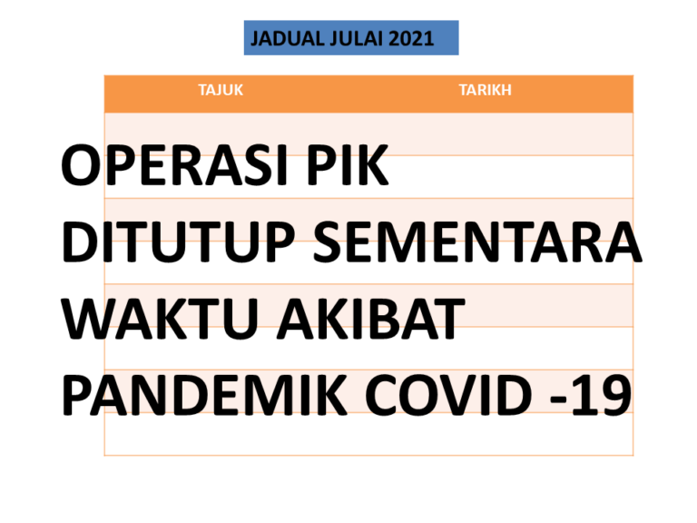 JADUAL JULAI 2021