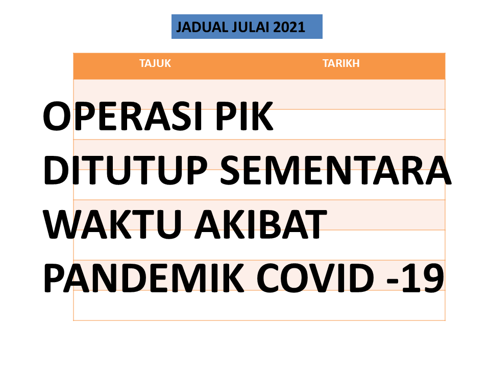 JADUAL JULAI 2021